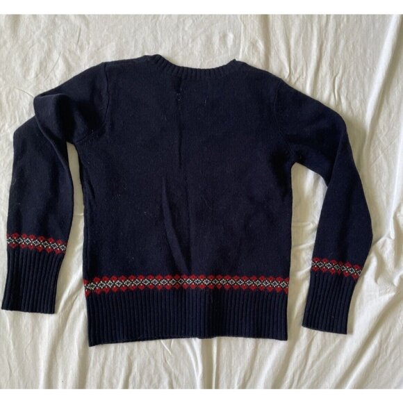 Cambridge Dry Goods Navy Blue Lambswool Blend Sweater M Snowflake Pattern Womens - Picture 6 of 7